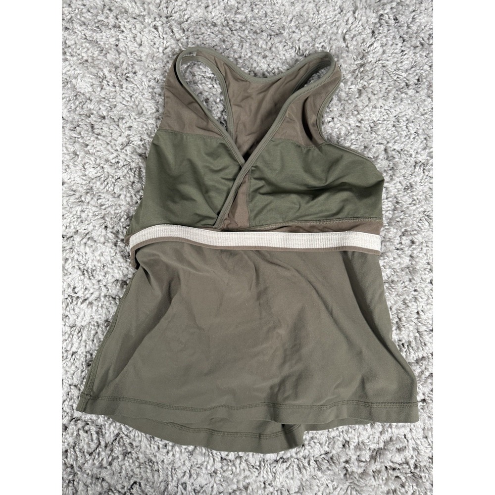 Women's LuluLemon Razor‎ Back Tank Active Shelf Bra Green Mesh Back Size 4 or 6 - Picture 6 of 8